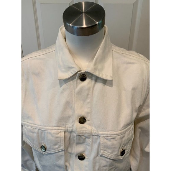 GOLDSIGN White Denim Jean Jacket, Size Medium - Picture 2 of 7